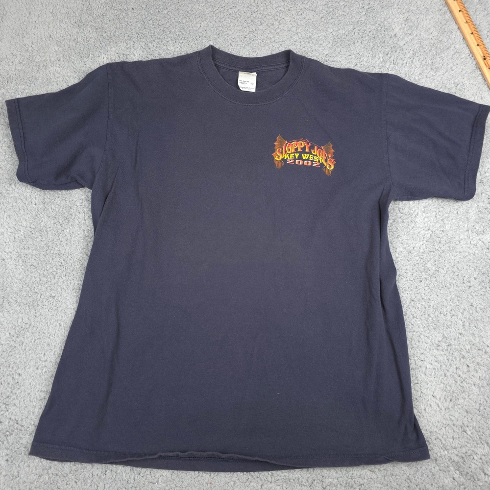 Anvil Sloppy Joes Key West 2002 Party Kingdom Graphic T-Shirt L Y2K‎ Vintage